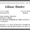 Binder Liliane 1944-2014 Todesanzeige